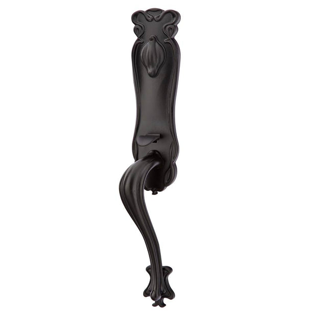 Emtek - Sgl Cyl, Art Nouveau Tub Ent, Medici Lever, LH, FB - Flat Black Bronze Patina