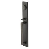 Emtek - Sgl Cyl, Rustic Modern Rectangular Full Length Tub Ent, Aurora Lever, LH, MB - Medium Bronze Patina