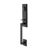 Emtek - Sgl Cyl, Rustic Modern Rectangular Monolithic Tub Ent, Aurora Lever, LH, FB - Flat Black Bronze Patina