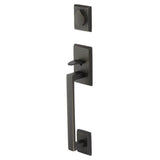 Emtek - Sgl Cyl, Rustic Modern Rectangular Sectional Tub Ent, Aurora Lever, LH, MB - Medium Bronze Patina