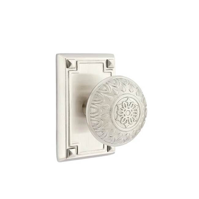 Emtek - Concealed, Passage, Arts and Crafts Rectangular Rosette, Lancaster Knob, US15 - Satin Nickel