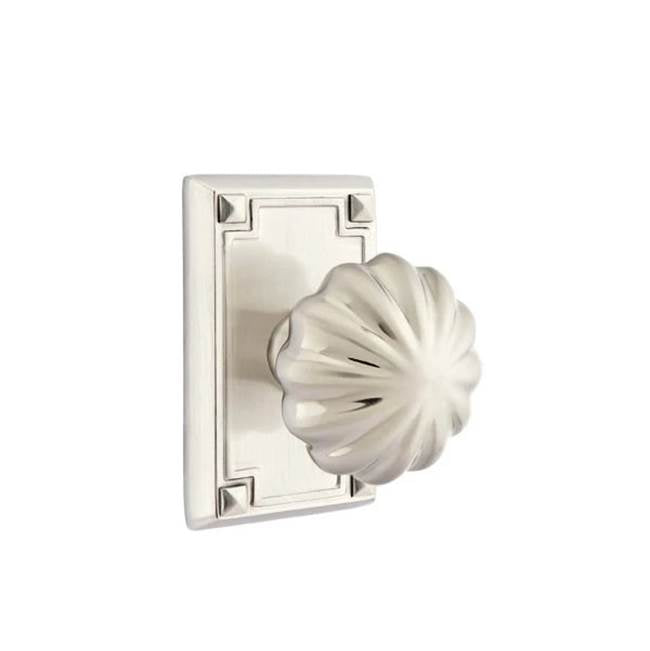 Emtek - Dummy, Arts and Crafts Rectangular Rosette, Melon Knob, US15 - Satin Nickel