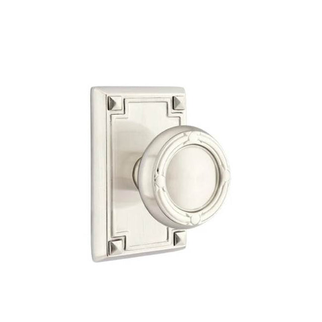 Emtek - Dummy, Arts and Crafts Rectangular Rosette, Ribbon and Reed Knob, US15 - Satin Nickel