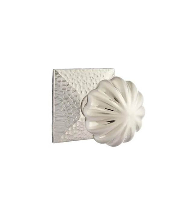 Emtek - Concealed, Passage, Hammered Rosette, Melon Knob, US15 - Satin Nickel