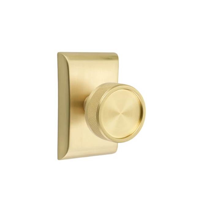 Emtek - Concealed Fastener Passage, Neos Rosette US4, Conical Stem US4, Knurled Knob US4 - Satin Brass