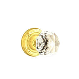 Emtek - Privacy, Ribbon and Reed Rosette, Diamond Crystal Knob, US3 Lifetime - Polished Brass