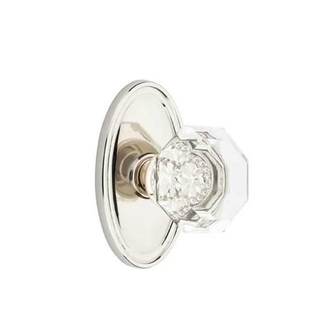 Emtek - Concealed, Privacy, Oval Rosette, Old Town Clear Knob, US14 - Polished Nickel