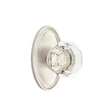 Emtek - Concealed, Privacy, Oval Rosette, Old Town Clear Knob, US15 - Satin Nickel