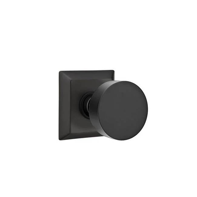 Emtek - Concealed, Privacy, Quincy Rosette, Round Knob, US19 - Flat Black