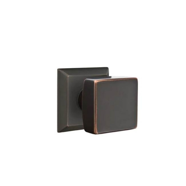 Emtek - Concealed, Privacy, Quincy Rosette, Square Knob, US10B - Oil Rubbed Bronze
