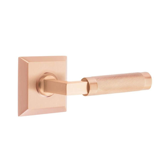 Emtek - Select Dummy, Quincy Rosette SRG, L-Square Stem SRG, Knurled Handle SRG - Satin Rose Gold