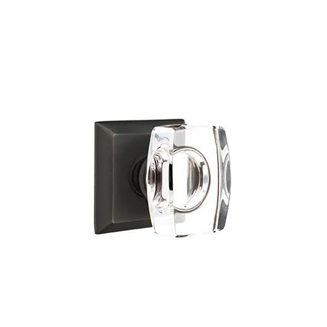 Emtek - Concealed, Privacy, Quincy Rosette, Windsor Crystal Knob, US10B - Oil Rubbed Bronze