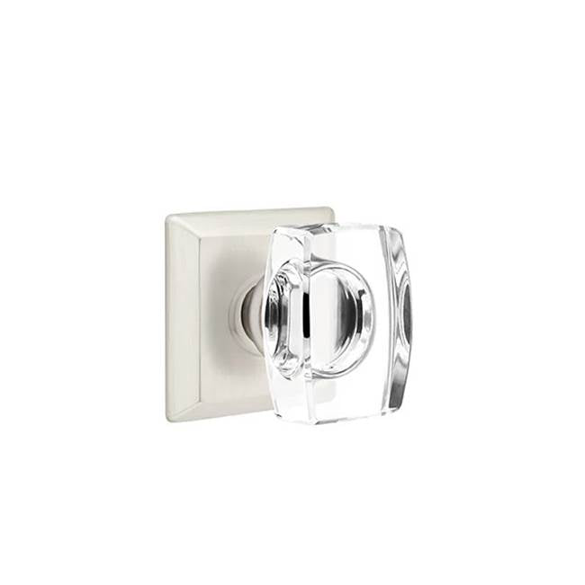 Emtek - Concealed, Privacy, Quincy Rosette, Windsor Crystal Knob, US15 - Satin Nickel
