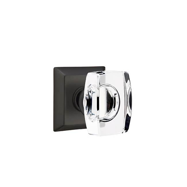 Emtek - Concealed, Privacy, Quincy Rosette, Windsor Crystal Knob, US19 - Flat Black
