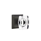 Emtek - Concealed, Privacy, Quincy Rosette, Windsor Crystal Knob, US19 - Flat Black