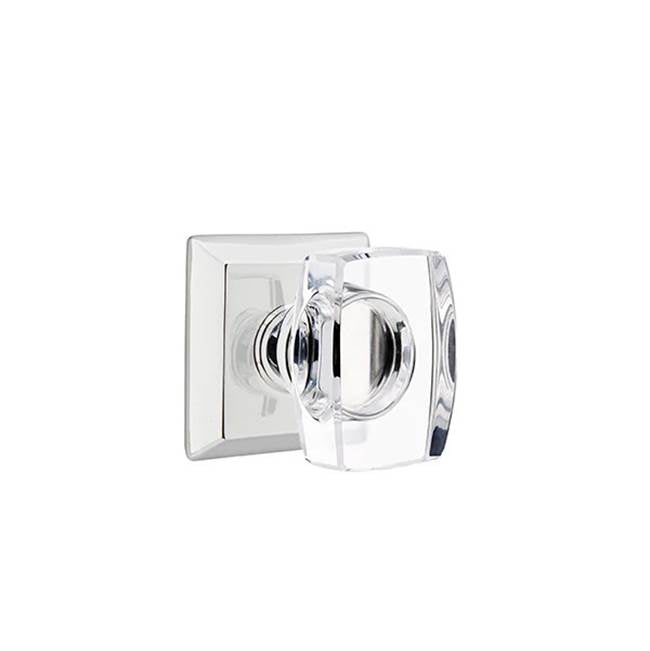 Emtek - Concealed, Privacy, Quincy Rosette, Windsor Crystal Knob, US26 - Polished Chrome