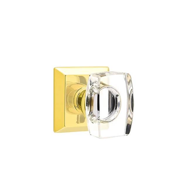 Emtek - Concealed, Privacy, Quincy Rosette, Windsor Crystal Knob, US3 Lifetime - Polished Brass