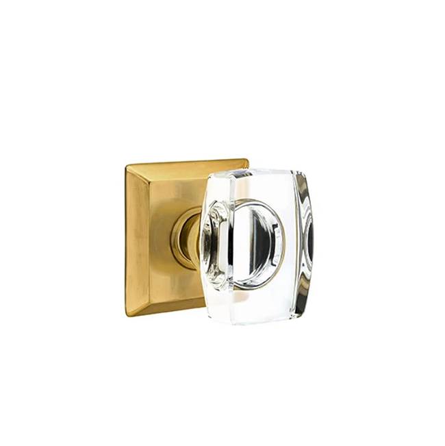 Emtek - Concealed, Privacy, Quincy Rosette, Windsor Crystal Knob, US7 - French Antique