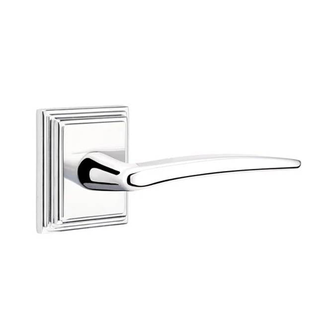 Emtek - Privacy, Wilshire Rosette, Poseidon Lever, RH, US26 - Polished Chrome