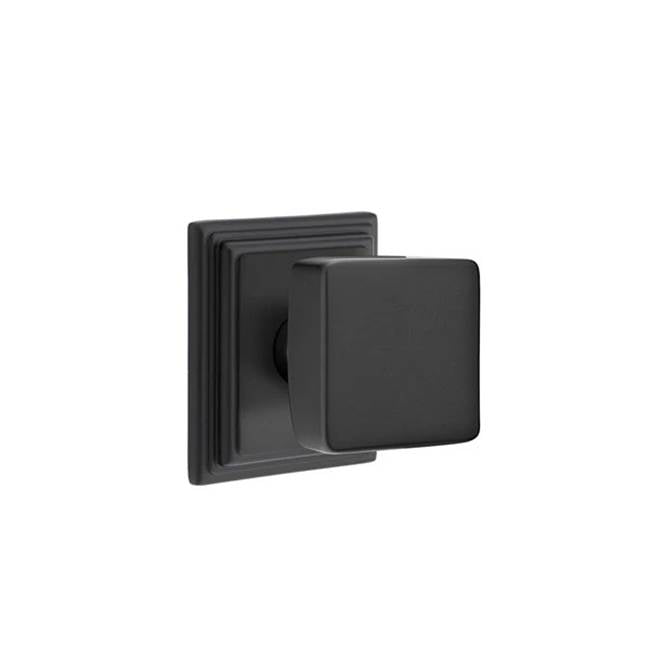 Emtek - Passage, Wilshire Rosette, Square Knob, US19 - Flat Black