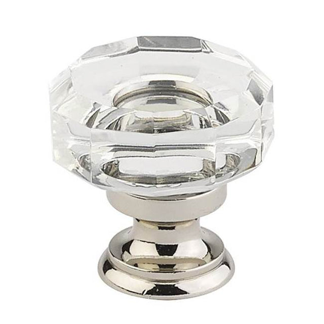 Emtek - Lowell Crystal Knob, Cabinet, 1-3/8'', US3NL - Unlacquered Brass