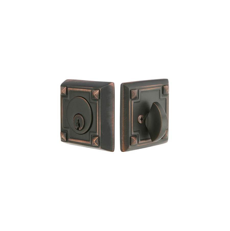 Emtek - Arts and Crafts Deadbolt, Dbl, US3NL - Unlacquered Brass