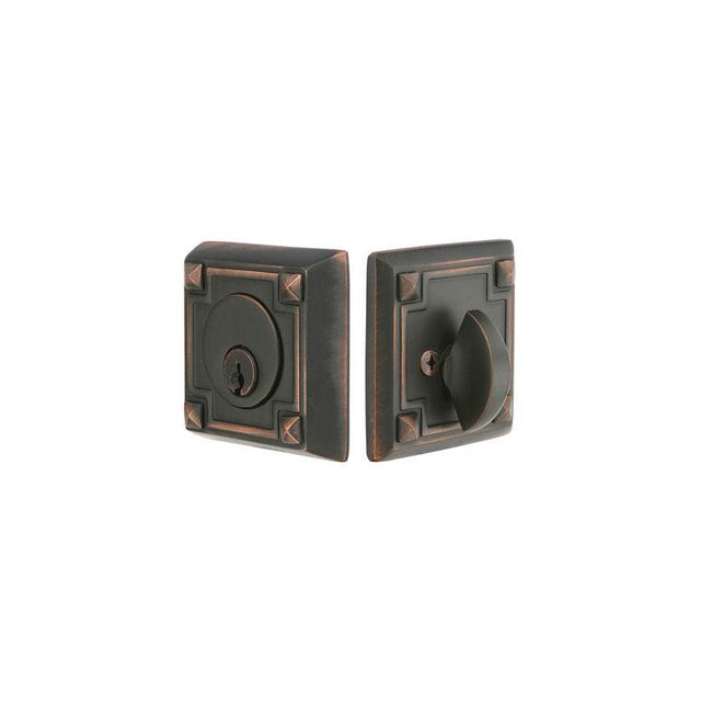 Emtek - Arts and Crafts Deadbolt, Dbl, US3NL - Unlacquered Brass