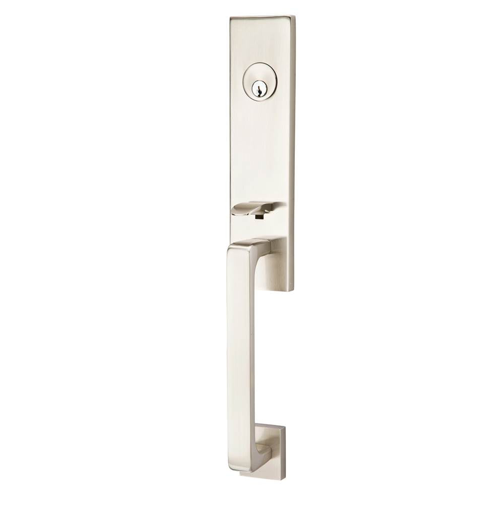 Emtek - Sgl Cyl, Davos Tub Ent, Argos Lever, LH, US15 - Satin Nickel