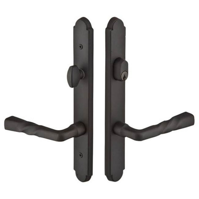 Emtek - Multi Point C6, Keyed with American Cyl, Arched Style, 1-1/2'' x 11'', Cody Lever, LH, TWB - Tumbled White Bronze