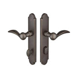 Emtek - Multi Point C6, Keyed with American Cyl, Arched Style, 2'' x 10'', Yuma Lever, RH, TWB - Tumbled White Bronze