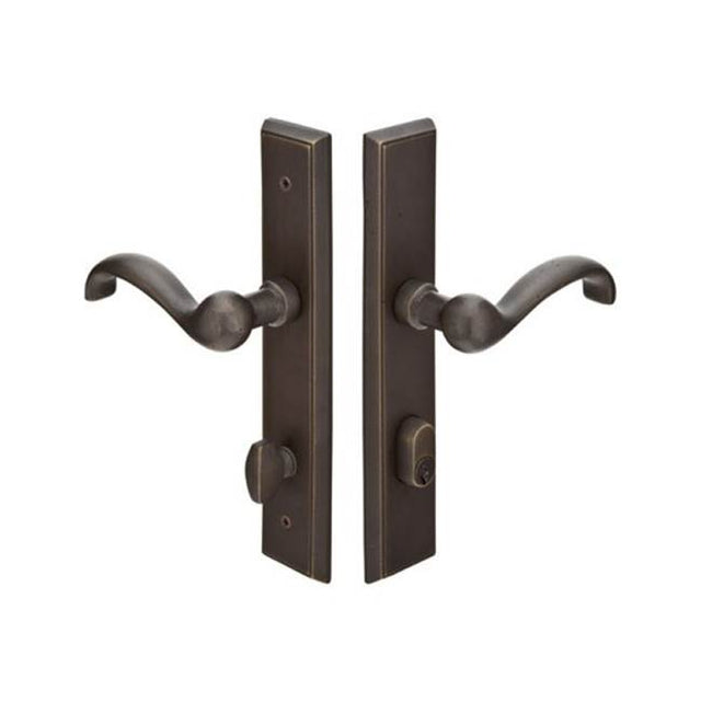 Emtek - Multi Point C6, Keyed with American Cyl, Rectangular Style, 2'' x 10'', Lariat Lever, LH, TWB - Tumbled White Bronze
