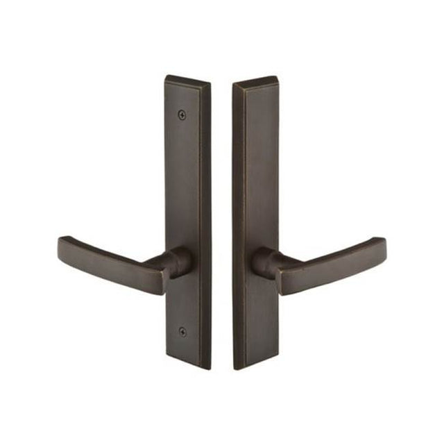 Emtek - Multi Point C6, Non-Keyed American T-turn IS, Rectangular Style, 2'' x 10'', Cody Lever, LH, TWB - Tumbled White Bronze