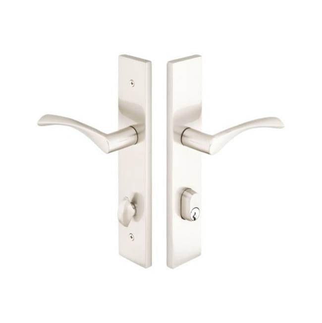 Emtek - Multi Point C6, Keyed with American Cyl, Modern Style, 2'' x 10'', Ribbon and Reed Lever, RH, US3NL - Unlacquered Brass