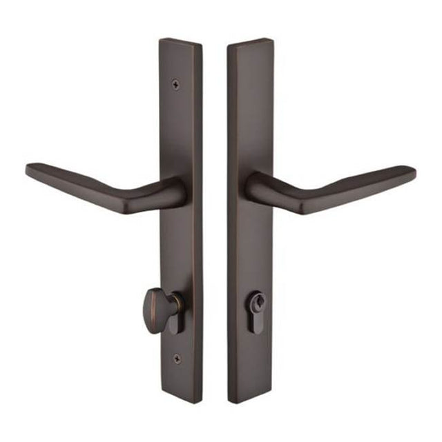 Emtek - Multi Point C5, Keyed with Euro Profile Cyl, Modern Style, 1-1/2'' x 11'', Spencer Lever, LH, US4 - Satin Brass