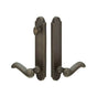 Emtek - Multi Point C7, Non-Keyed American T-turn IS, Arched Style, 2'' x 10'', Lariat Lever, RH, TWB - Tumbled White Bronze