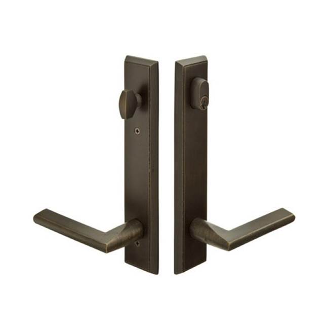 Emtek - Multi Point C7, Keyed with American Cyl, Rectangular Style, 2'' x 10'', Aurora Lever, LH, TWB - Tumbled White Bronze