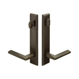 Emtek - Multi Point C7, Keyed with American Cyl, Rectangular Style, 2'' x 10'', Aurora Lever, LH, TWB - Tumbled White Bronze