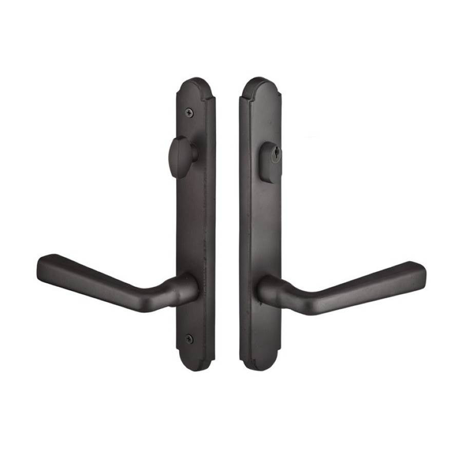 Emtek - MultiPointC8, Keyed with AmericanCyl, ArchedStyle, 1-1/2''x11'', DurangoLever, LH, TWB - Tumbled White Bronze