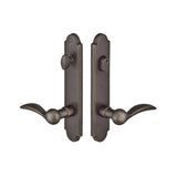 Emtek - MultiPointC8, Keyed with AmericanCyl, ArchedStyle, 2''x10'', YumaLever, LH, TWB - Tumbled White Bronze