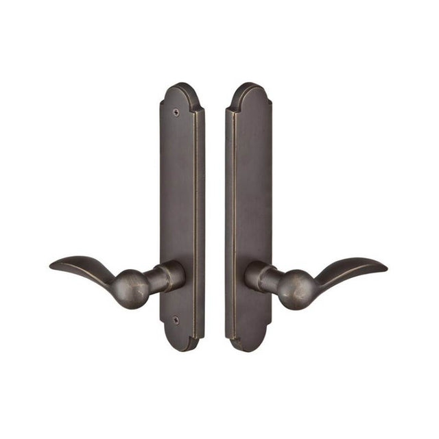 Emtek - MultiPointC8, Non-KeyedPassage, ArchedStyle, 2''x10'', LariatLever, LH, TWB - Tumbled White Bronze