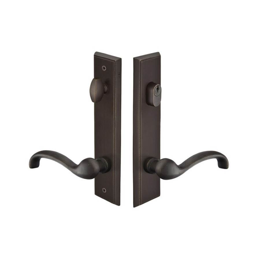 Emtek - MultiPointC8, Keyed with AmericanCyl, RectangularStyle, 2''x10'', LariatLever, LH, TWB - Tumbled White Bronze