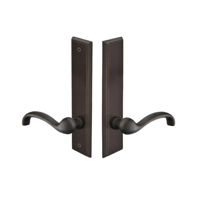 Emtek - MultiPointC8, Non-KeyedPassage, RectangularStyle, 2''x10'', AuroraLever, RH, TWB - Tumbled White Bronze