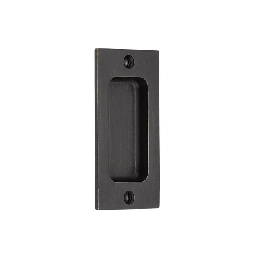 Emtek - Sandcast Bronze Rectangular Flush Pulls -4'', MB - Medium Bronze Patina