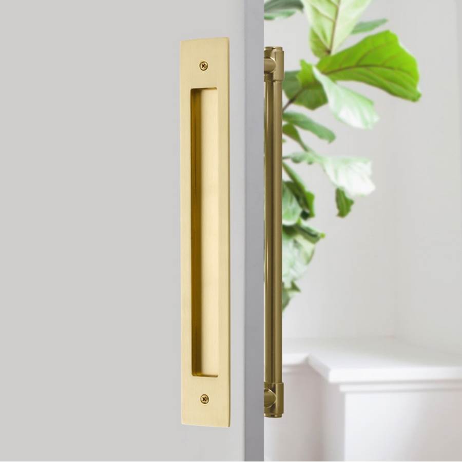 Emtek - Modern Rectangular Flush Pull for Door Pull, 8'' C-C, US4 - Satin Brass