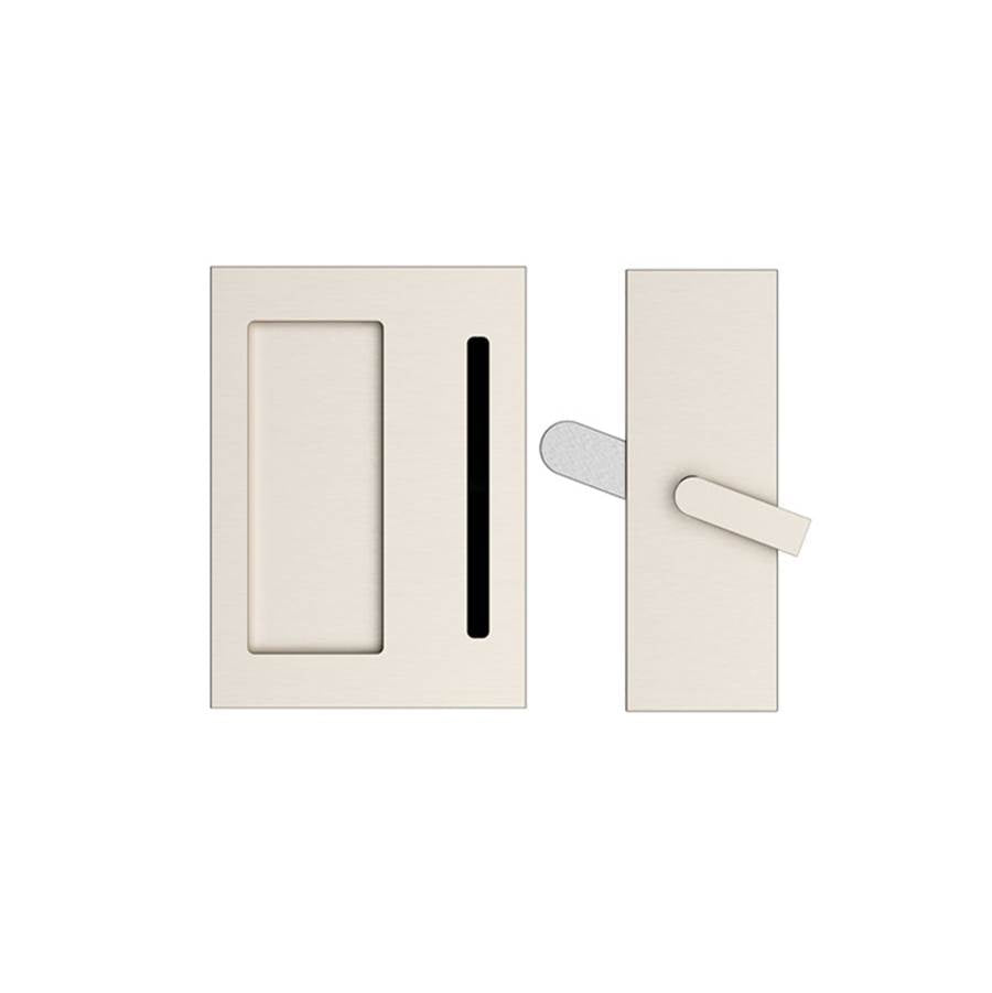 Emtek - Modern Rectangular Barn Door Privacy Lock and Flush Pull with Integrated Strike US3NL - Unlacquered Brass