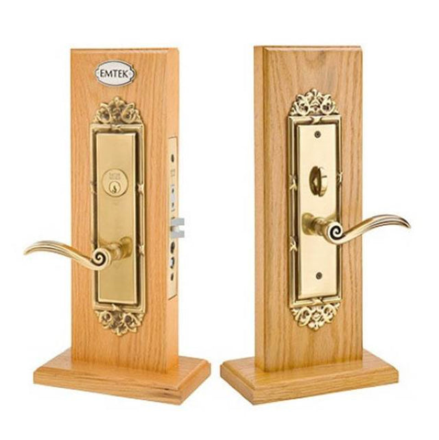 Emtek - LL Entryset, F20, Regency Mortise, 2-1/2'' Backset, Modern Disc Crystal Knob, LH, US3NL - Unlacquered Brass