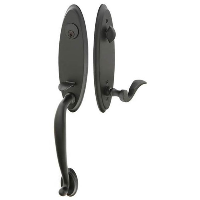 Emtek - Sgl Cyl, Marietta Tub Ent, Milano Lever, RH, US14 - Polished Nickel