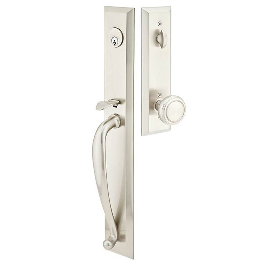 Emtek - Sgl Cyl, Jefferson Tub Ent, Old Town Crystal Knob, US4 - Satin Brass