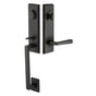 Emtek - Dbl Cyl, Rustic Modern Rectangular Monolithic Tub Ent, Ebony Porcelain Knob, TWB - Tumbled White Bronze