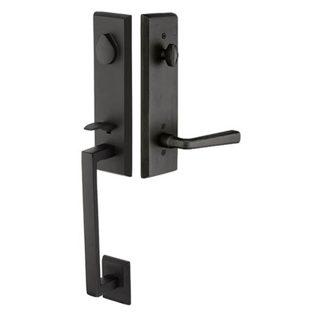 Emtek - Dummy, Rustic Modern Rectangular Monolithic Tub Ent, Lowell Knob, TWB - Tumbled White Bronze